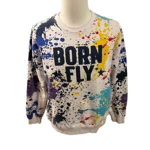 Born Fly Paint Multi Color Splatter Crew Neck Sweatshirt Men's Size 2XL
